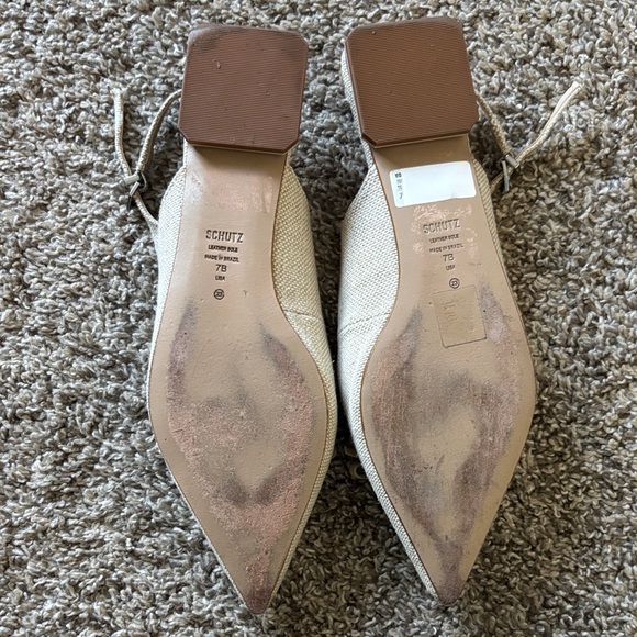 SCHUTZ Violetta Offwhite Pointed Toe Slingback Flats with Bow Size 7 - Picture 7 of 10